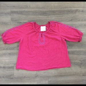 Avenue Artisan Collection Embroidered Pink Top Blouse Plus Size 26/28